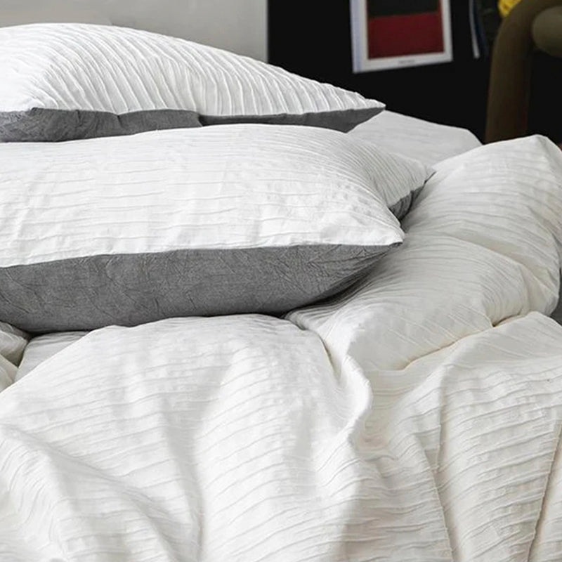 Double-Layered 100% Cotton Minimalist Bedding Set in Bubble Gauze Fabric - elegear-shop