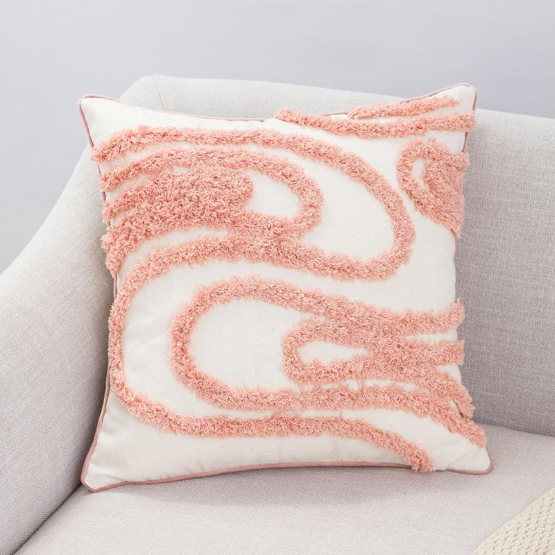 Chenille Stitches Embroidery pillowcase sofa pillow tassel cushion cover - elegear-shop