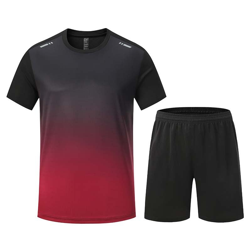 Cool Crew Neck Fitness Short Sleeve Running T-Shirt and Shorts Set,T002