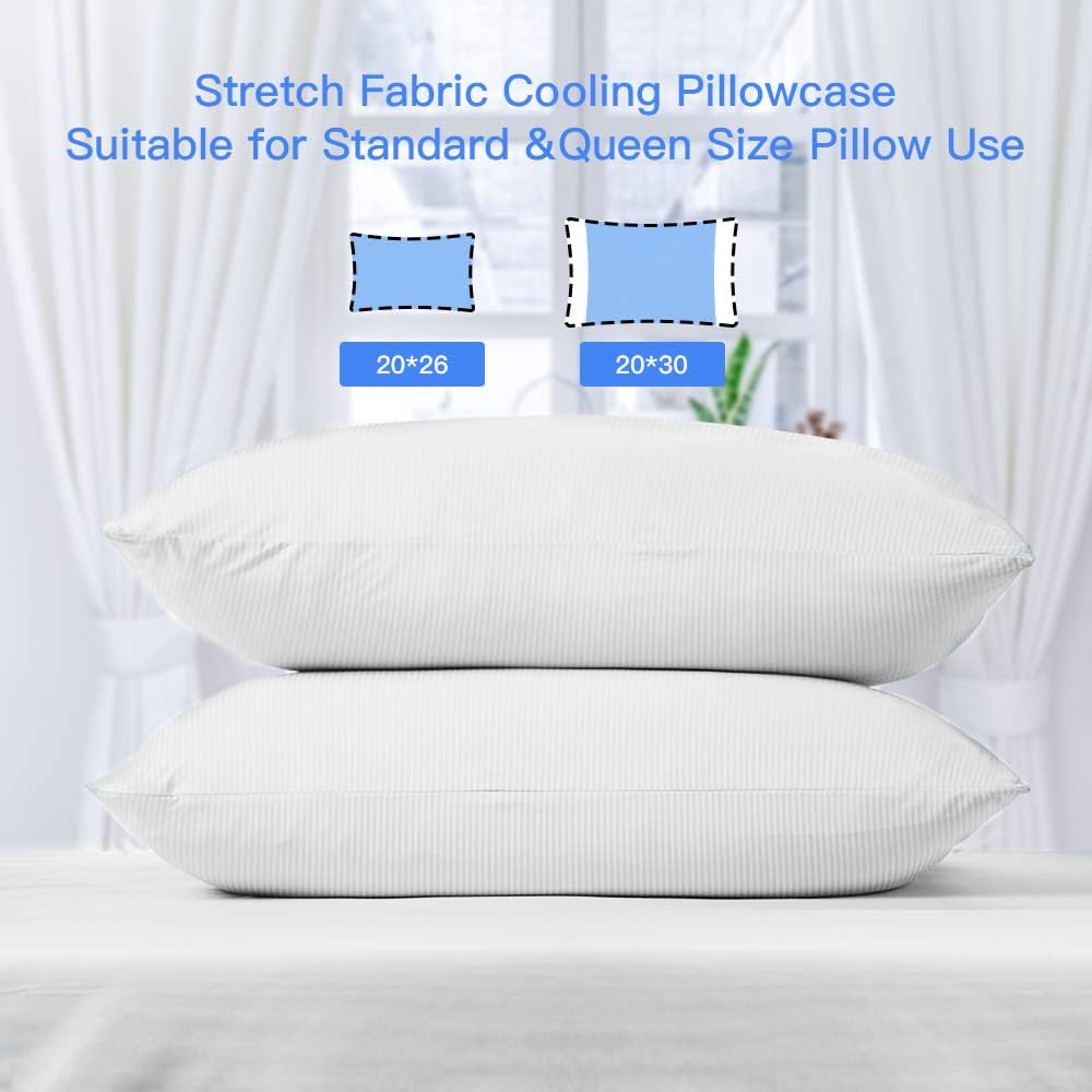 Cooling Pillow Cases with 100% Bamboo & Linen Fiber,White