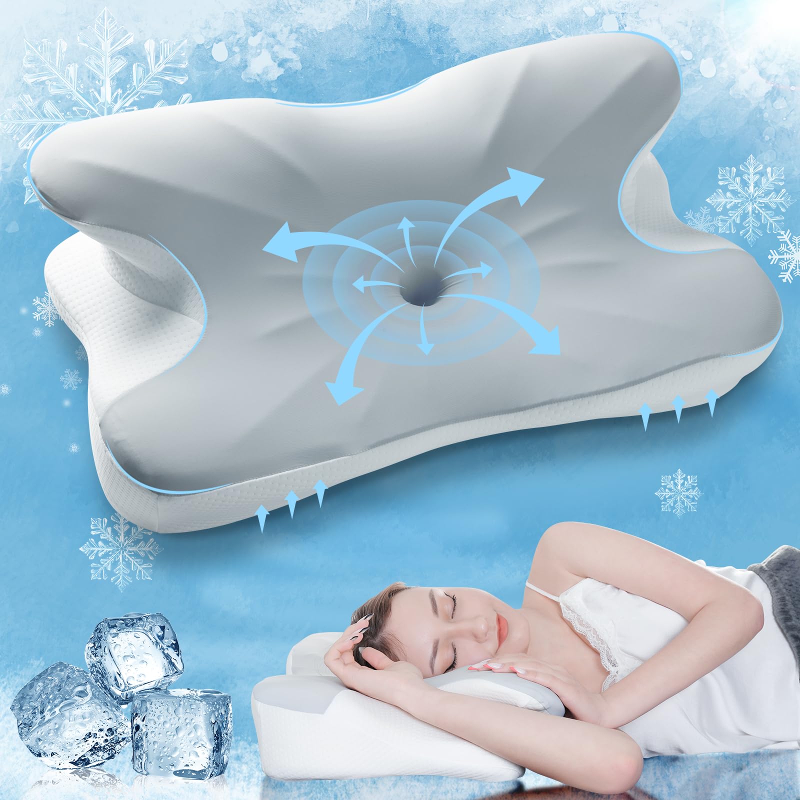 Butterfly Ergonomic Design Cervical Bed Pillow