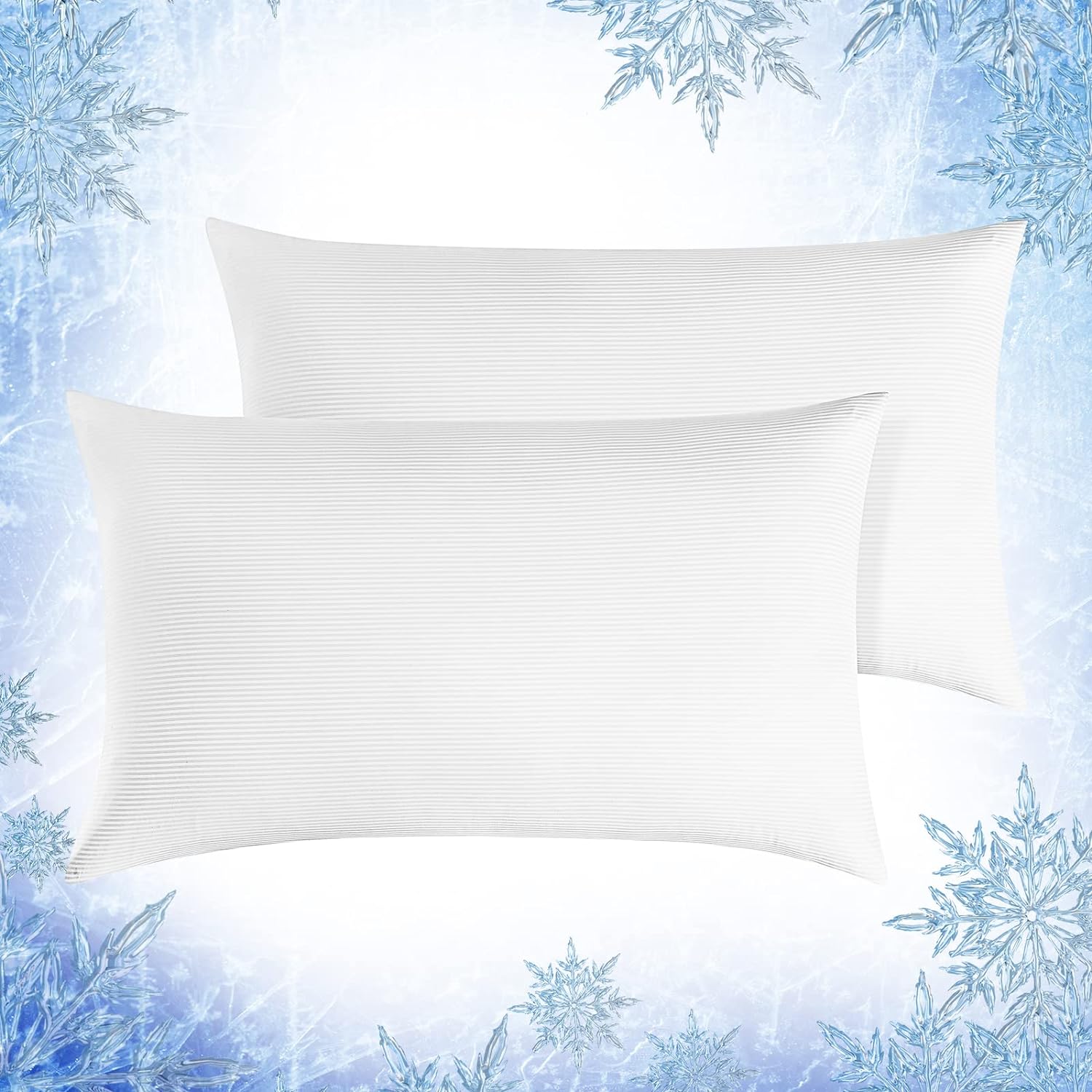 Cooling Pillow Cases with 100% Bamboo & Linen Fiber,White