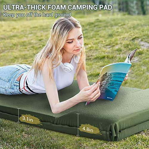 Self Inflating Sleeping Pad, 3.1" Ultra-Thick Memory Foam Camping Pad