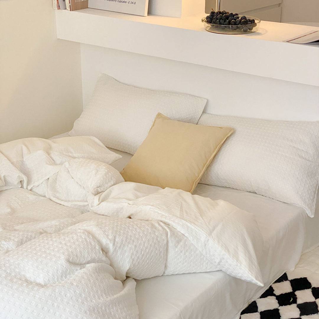 100% Cotton 4 Piece Cover & Sham Set Soft Textured Bedding Set