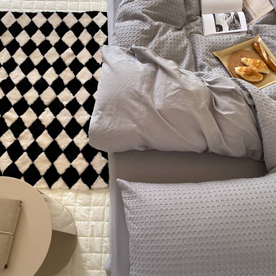 100% Cotton 4 Piece Cover & Sham Set Soft Textured Bedding Set,D001