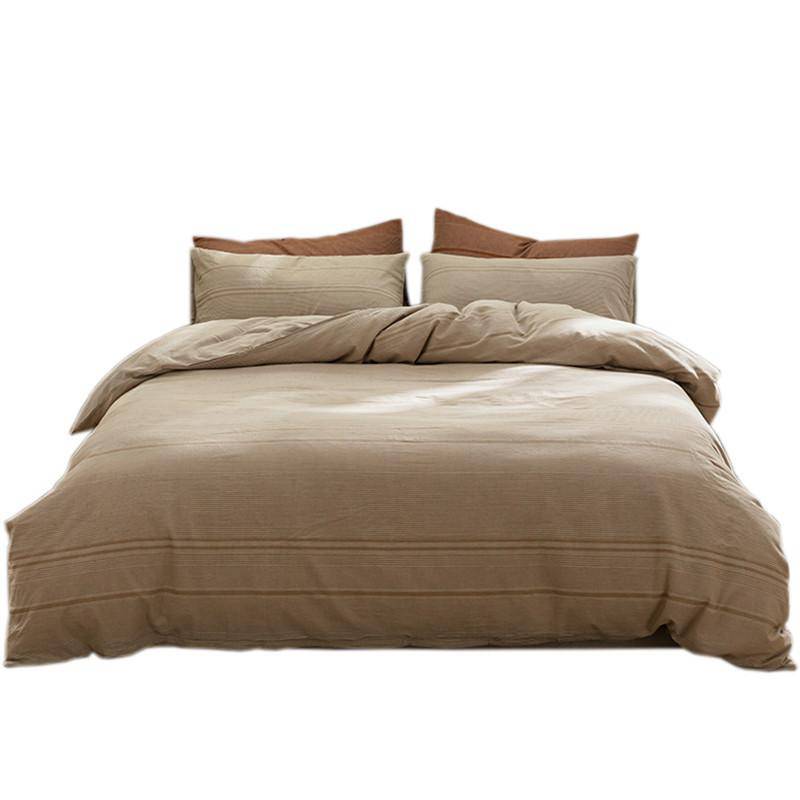 4 Pieces Luxury Soft Bedding Set 100% Washed Cotton Duvet Cover Set,D002