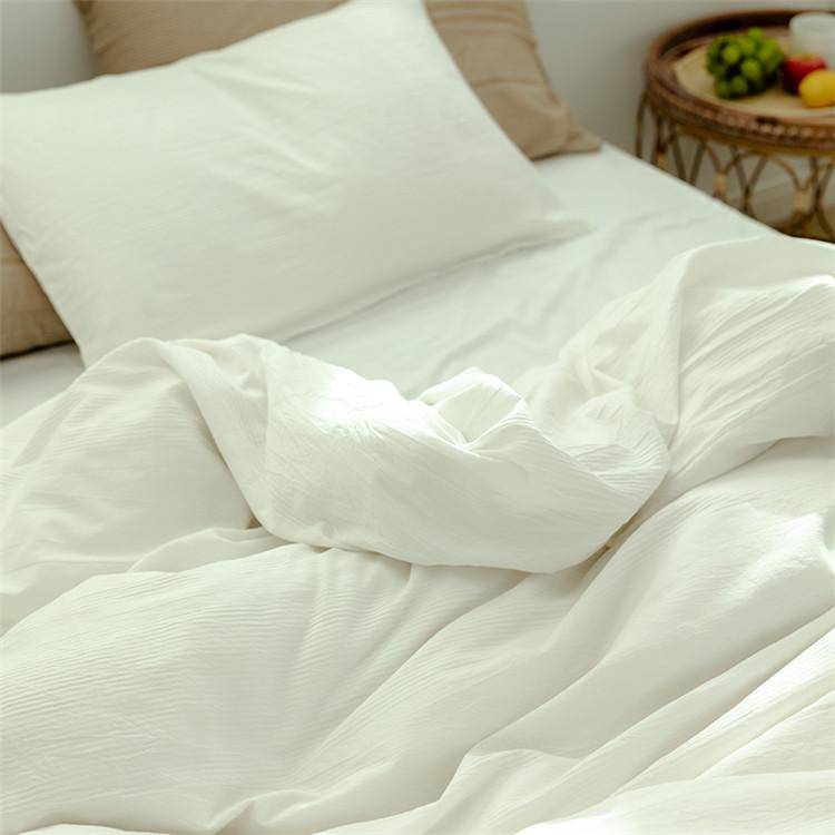 4 Pieces Luxury Soft Bedding Set 100% Washed Cotton Duvet Cover Set,D002
