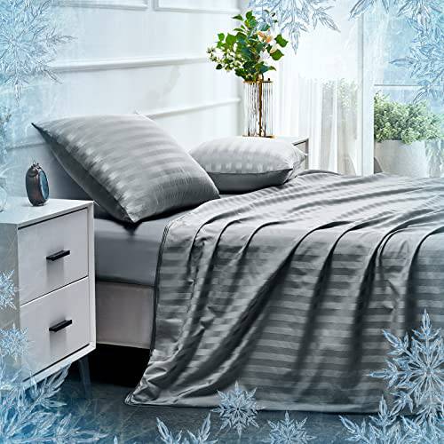 Arc-Chill Cooling Blanket Throw Double Sided Summer Cold Blankets-Dark Grey Stripes