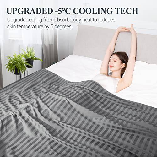 Arc-Chill Cooling Blanket Throw Double Sided Summer Cold Blankets-Dark Grey Stripes