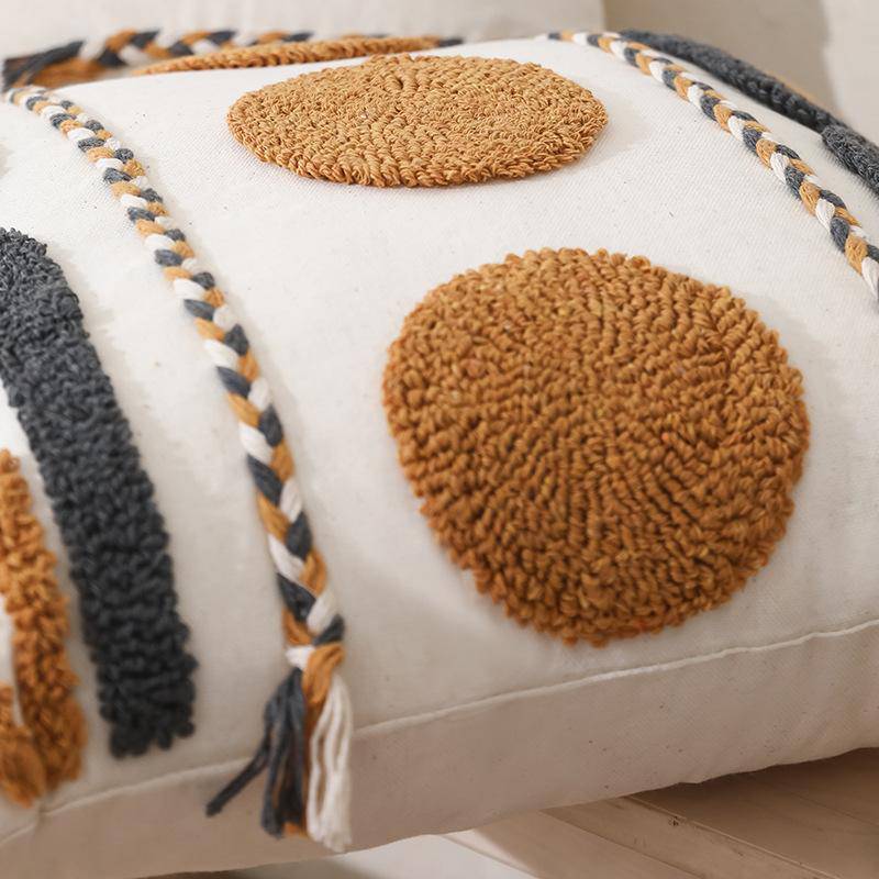 Chenille Stitches Embroidery pillowcase sofa pillow tassel cushion cover (2 SIZE)