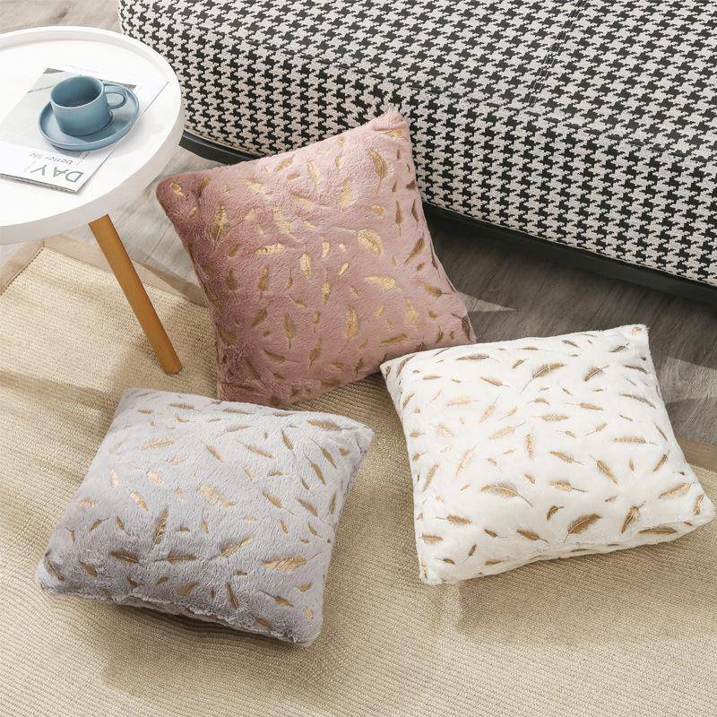 Double-sided Feather Hot Stamping Velvet Sofa Cushion Cover