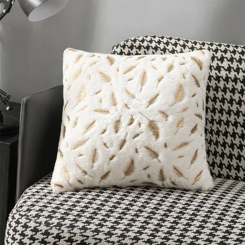 Double-sided Feather Hot Stamping Velvet Sofa Cushion Cover