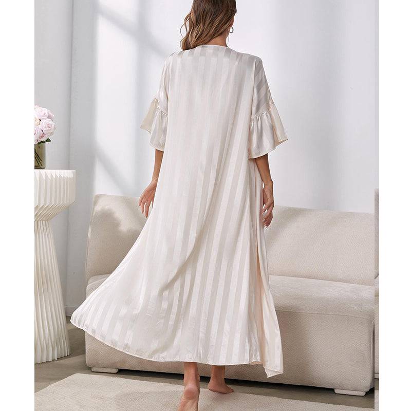 Ice Silk Long-sleeved Suspender two-piece Nightgown Loungewear