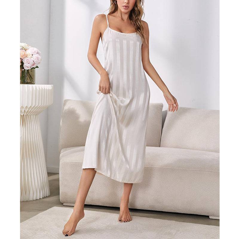 Ice Silk Long-sleeved Suspender two-piece Nightgown Loungewear