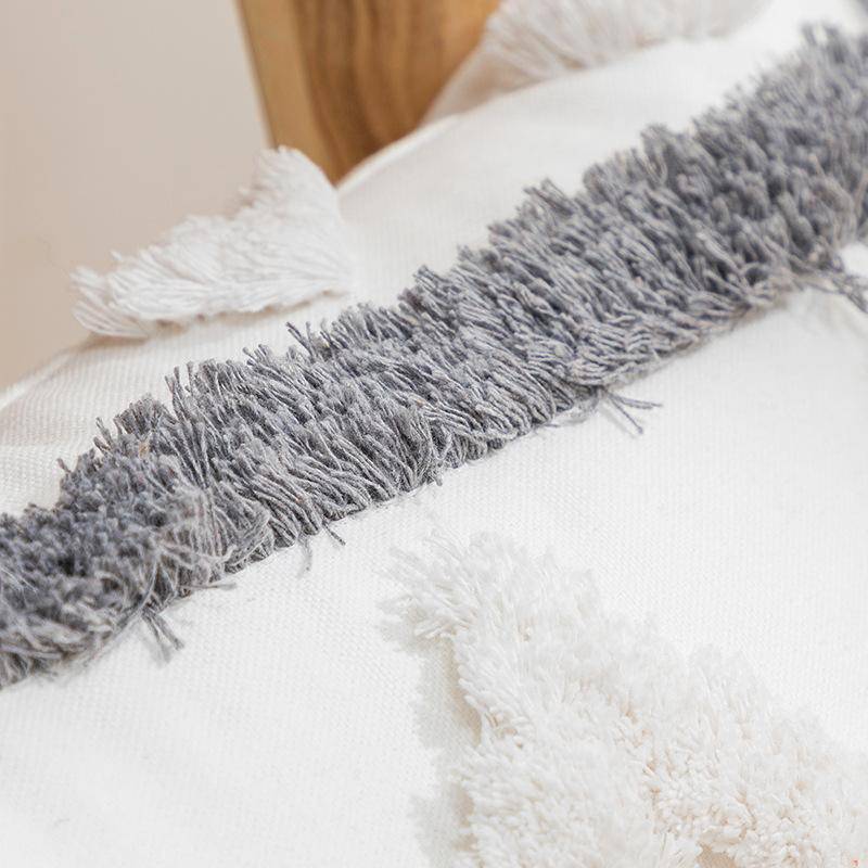Plush Fringed Cushion Cover with Tassels for Sofa Pillowcase