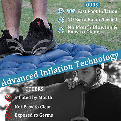 Sleeping Pad for Camping,Inflatable Camping Pad with Foot Press for Single