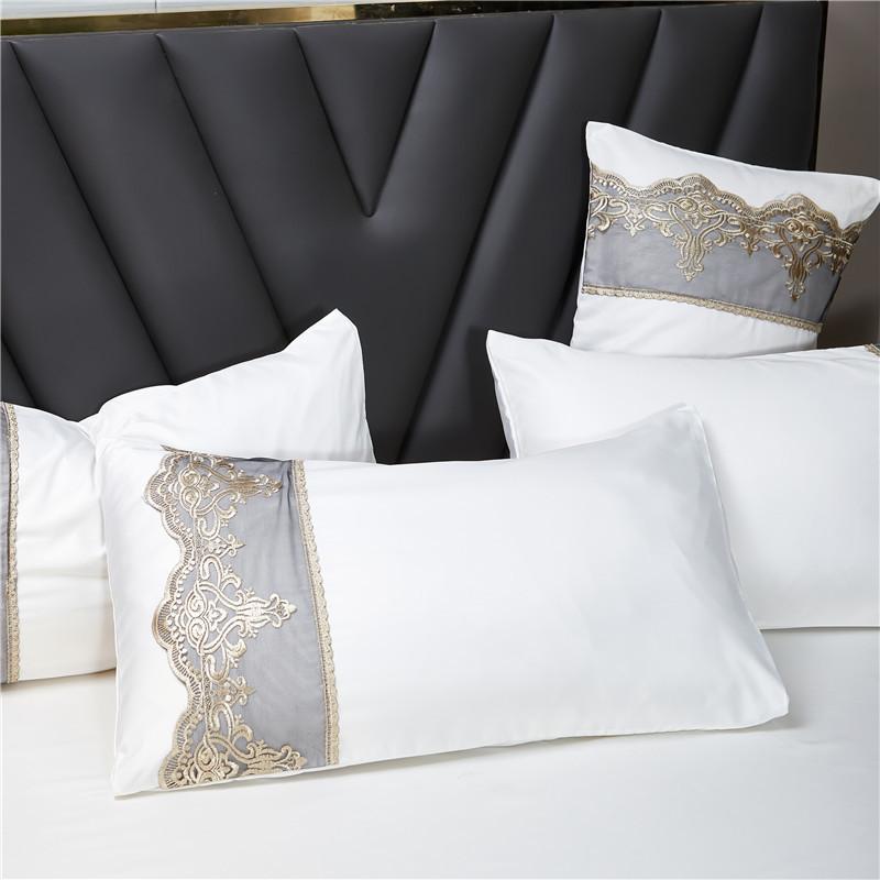 Luxurious Silk Bedding Set with Delicate Lace and Embroidery Details - elegear-shop