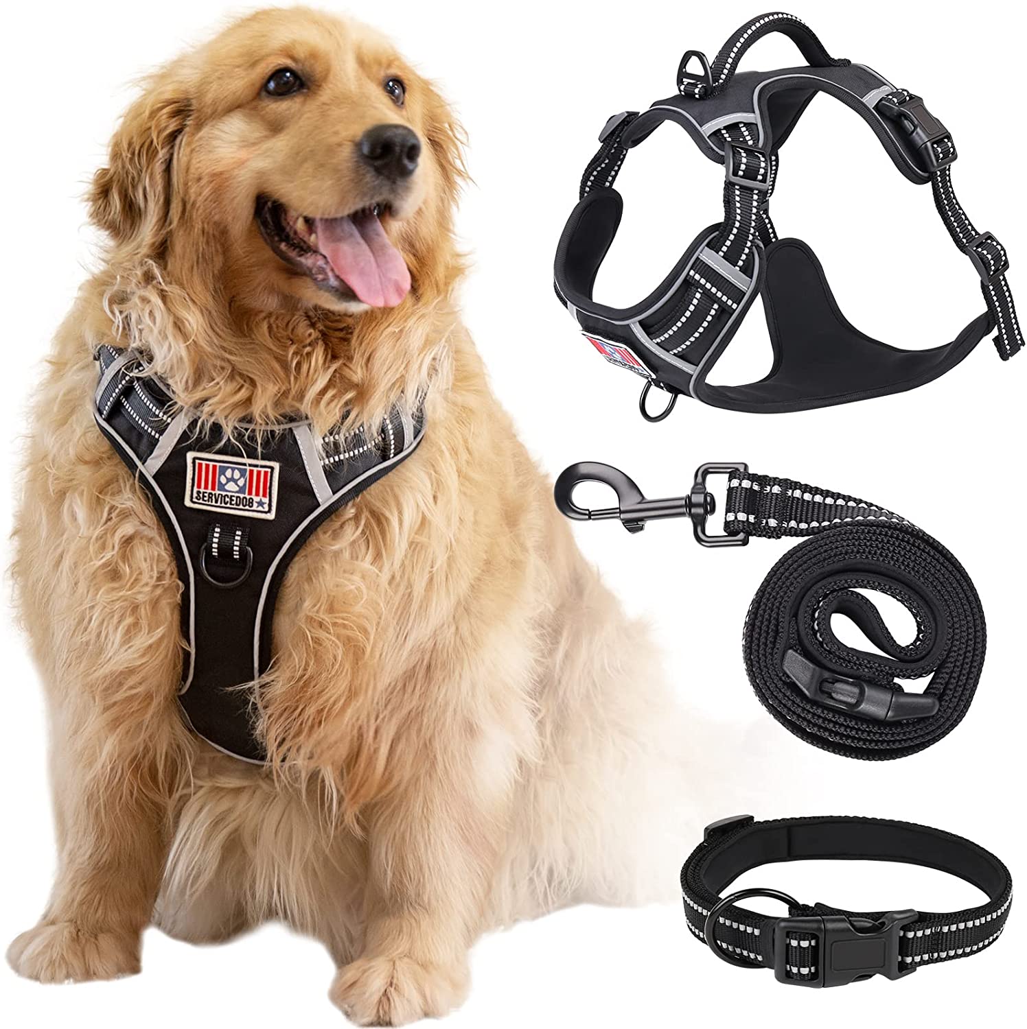5 in 1 Dog Reflective Harness with Thickened Easy Control Handle (4 size)
