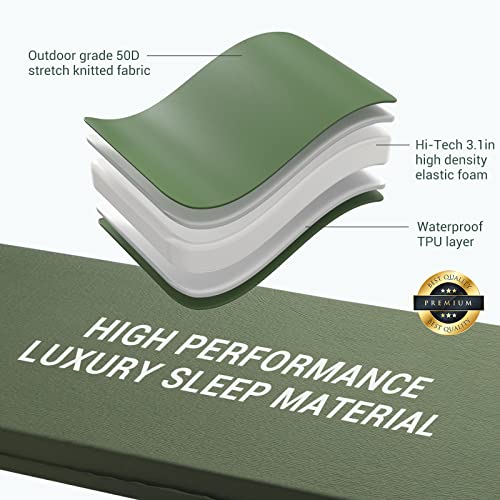 Self Inflating Sleeping Pad, 3.1" Ultra-Thick Memory Foam Camping Pad