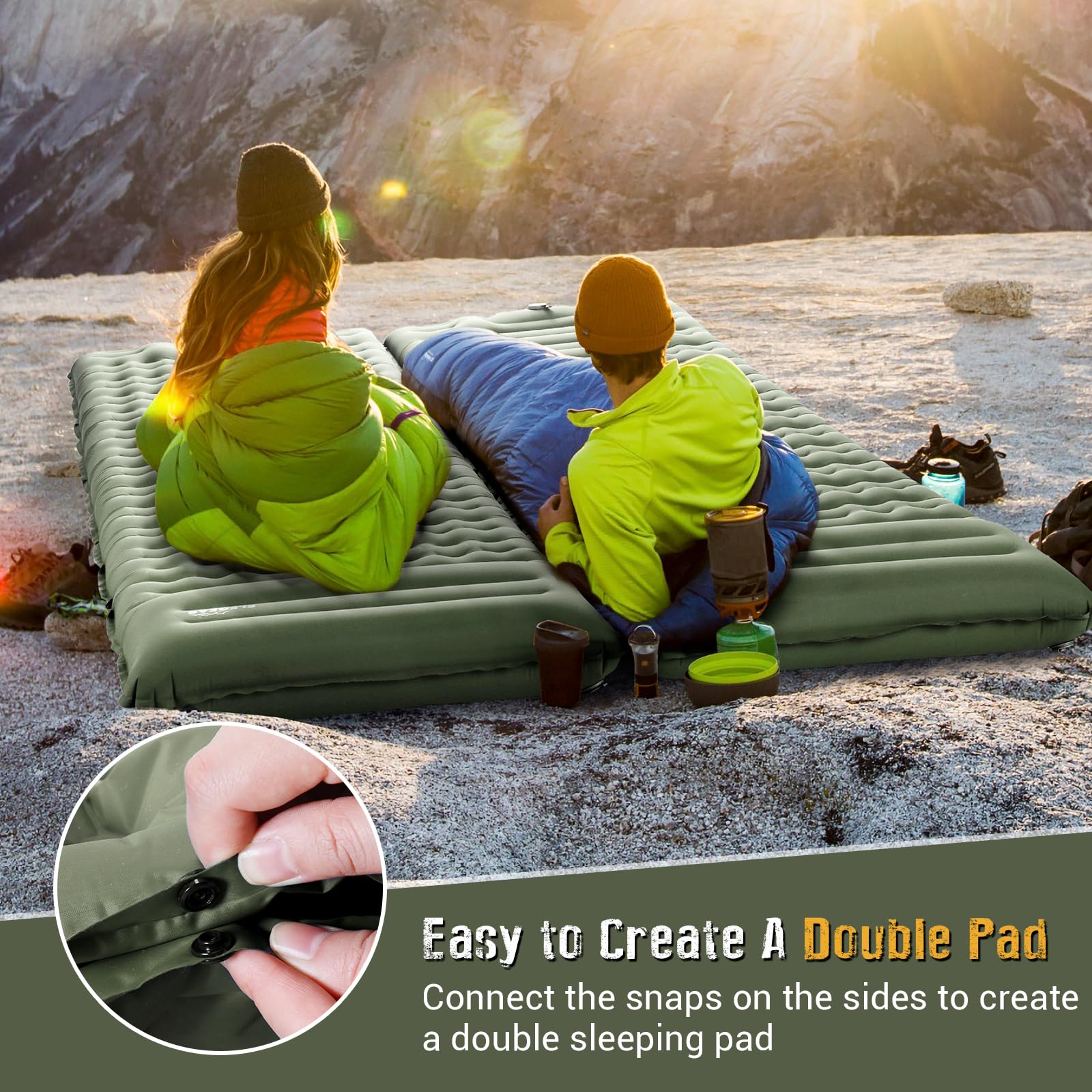 4" Ultra-Thick Self Inflating Sleeping Pad for Camping