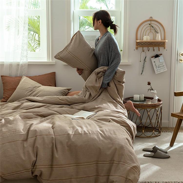 4 Pieces Luxury Soft Bedding Set 100% Washed Cotton Duvet Cover Set - elegear-shop