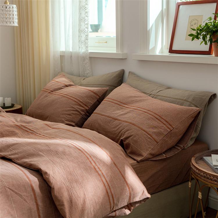 4 Pieces Luxury Soft Bedding Set 100% Washed Cotton Duvet Cover Set