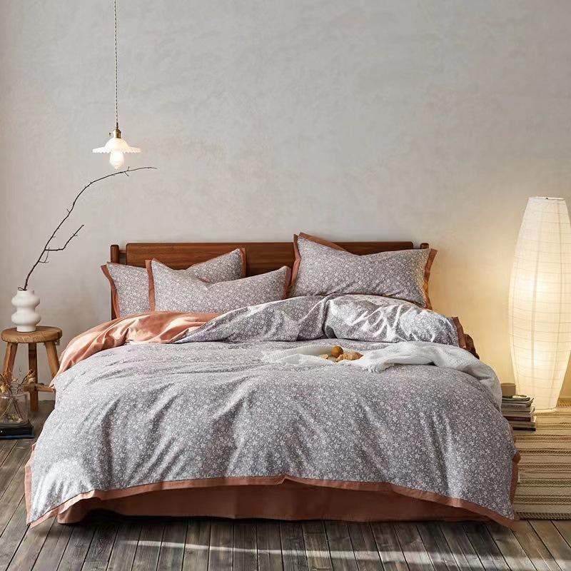 4-pieces bedding set luxury retro pattern with 100% cotton brushed