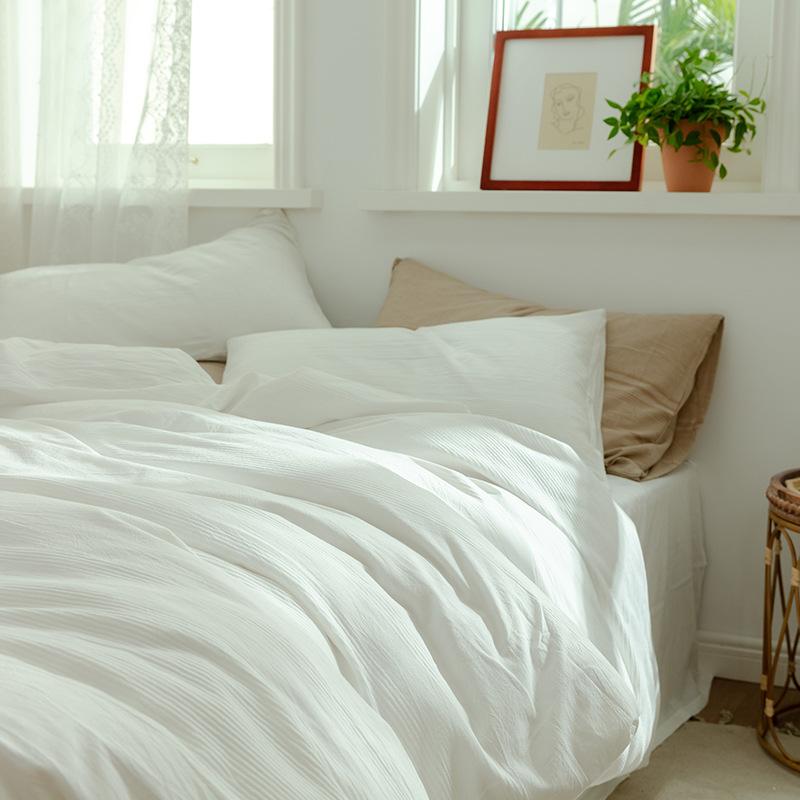 4 قطع طقم سرير ناعم فاخر 100٪ طقم غطاء لحاف قطني مغسول
