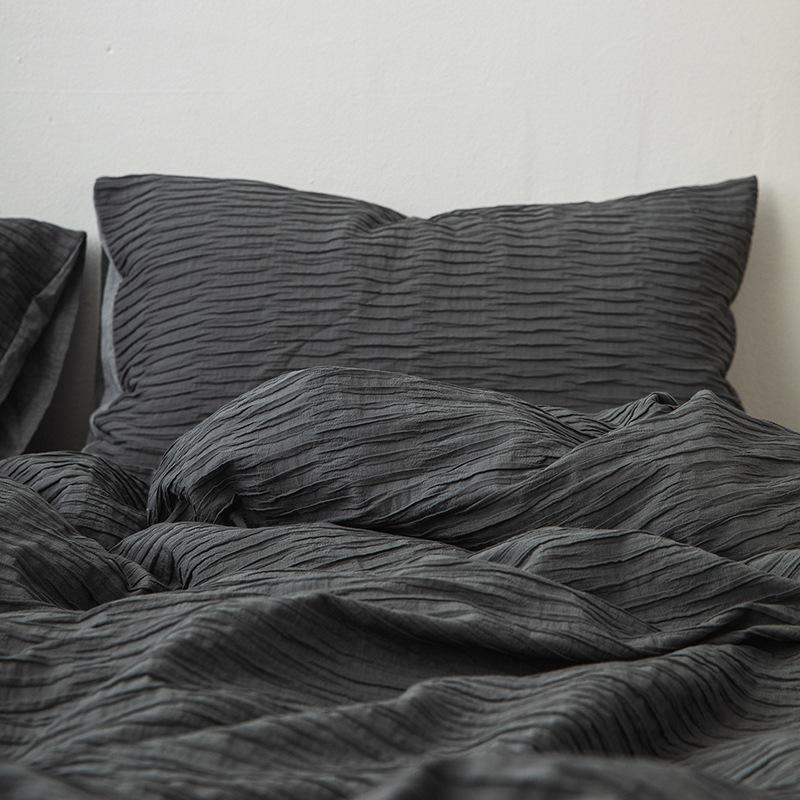 Double-Layered 100% Cotton Minimalist Bedding Set in Bubble Gauze Fabric